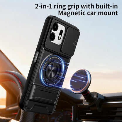For OnePlus N6 4G Lens Sliding Window Multifunctional Magnetic Shockproof Phone Case - Black - EDA009050808B