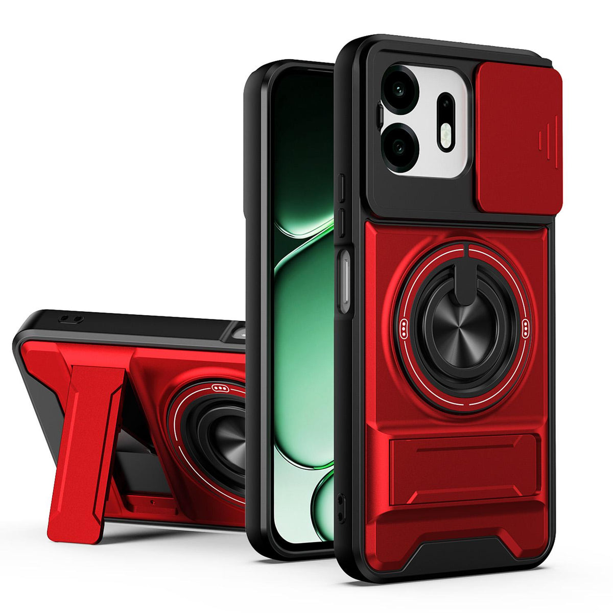 For OnePlus N6 4G Lens Sliding Window Multifunctional Magnetic Shockproof Phone Case - Red - EDA009050808C