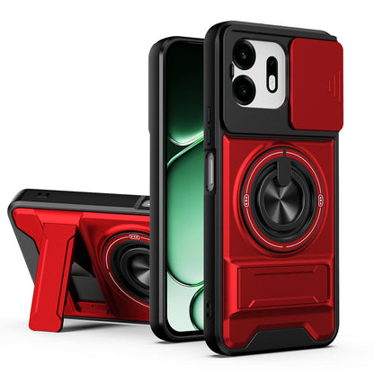 For OnePlus N6 4G Lens Sliding Window Multifunctional Magnetic Shockproof Phone Case - Red - EDA009050808C