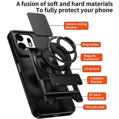 For OnePlus N6 4G Lens Sliding Window Multifunctional Magnetic Shockproof Phone Case - Red - EDA009050808C