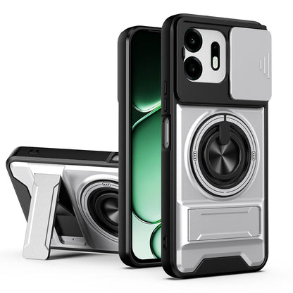 For OnePlus N6 4G Lens Sliding Window Multifunctional Magnetic Shockproof Phone Case - Titanium Gray - EDA009050808D