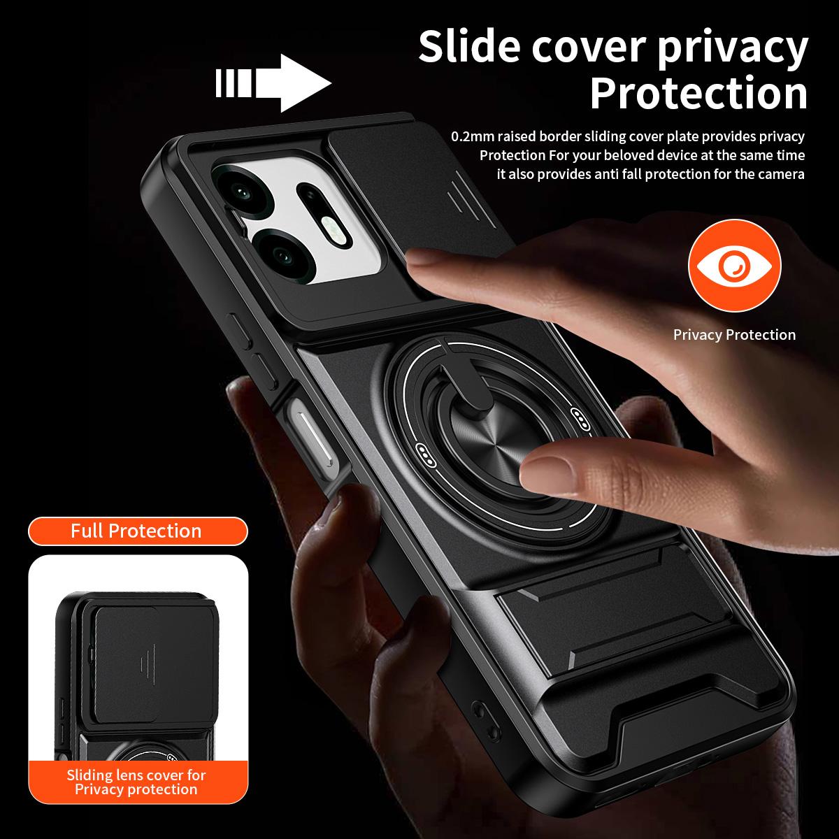 For OnePlus N6 4G Lens Sliding Window Multifunctional Magnetic Shockproof Phone Case - Titanium Gray - EDA009050808D