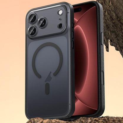 For iPhone 18 Pro Vegan Leather Magnetic Phone Case - Black - EDA009057305E