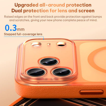 For iPhone 18 Pro Vegan Leather Magnetic Phone Case - Orange - EDA009057305A