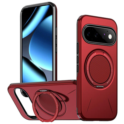For Google Pixel 11 Pro XL Metal Rotation Holder MagSafe TPU Hybrid PC Phone Case(Red)