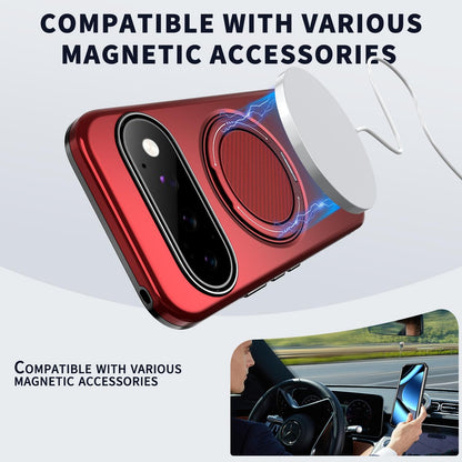 For Google Pixel 11 Pro XL Metal Rotation Holder MagSafe TPU Hybrid PC Phone Case(Red)