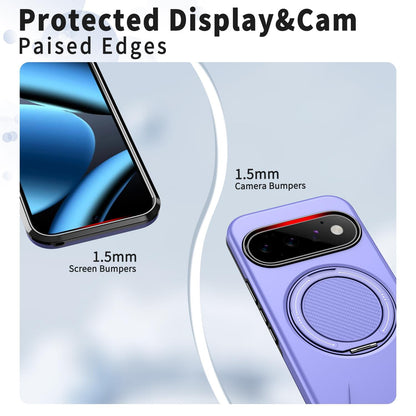 For Google Pixel 11 Pro Metal Rotation Holder MagSafe TPU Hybrid PC Phone Case(Purple)