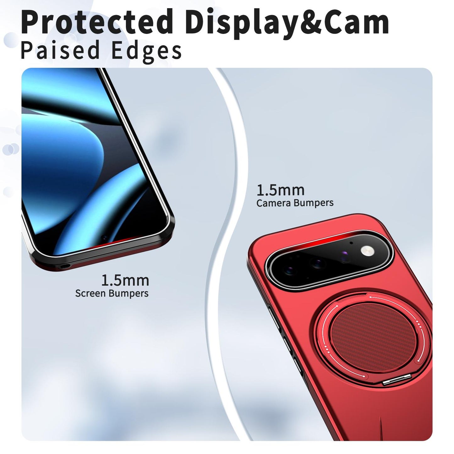 For Google Pixel 11 Pro Metal Rotation Holder MagSafe TPU Hybrid PC Phone Case(Red)
