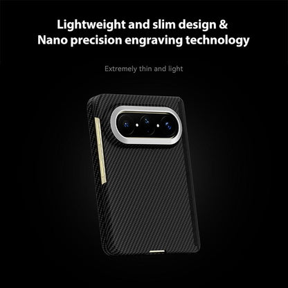 For Huawei Pura X Max 600D Fine Texture Series Carbon Fiber Dual-Center Magnetic Phone Case - Black - EDA009063402A
