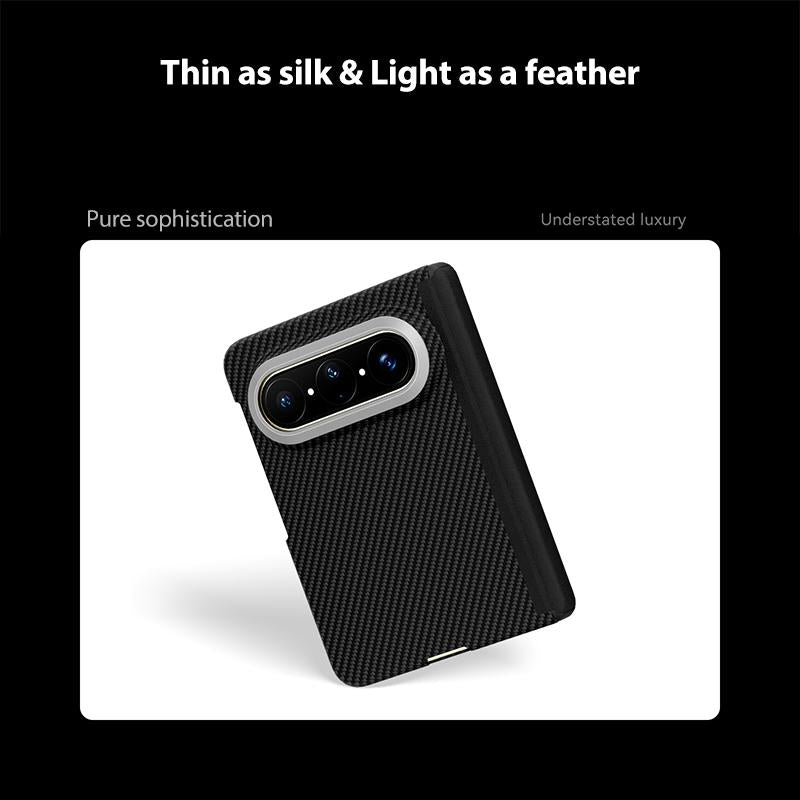 For Huawei Pura X Max 600D Fine Texture Series Carbon Fiber Dual-Center Magnetic Phone Case - Black - EDA009063402A
