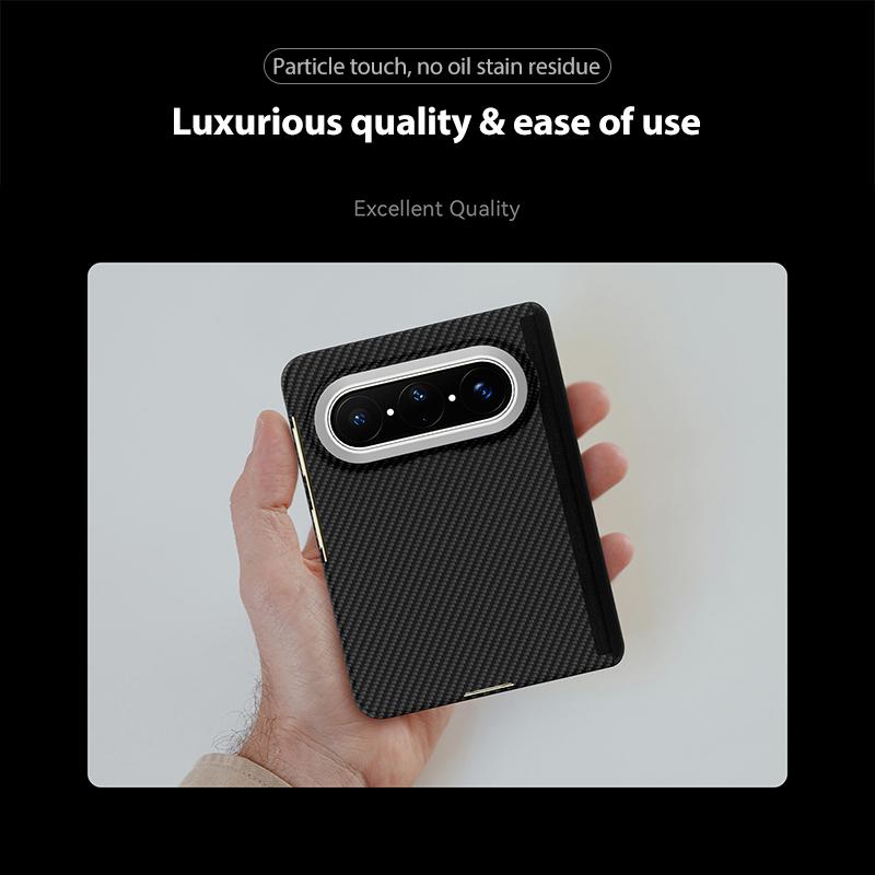 For Huawei Pura X Max 600D Fine Texture Series Carbon Fiber Dual-Center Magnetic Phone Case - Black - EDA009063402A