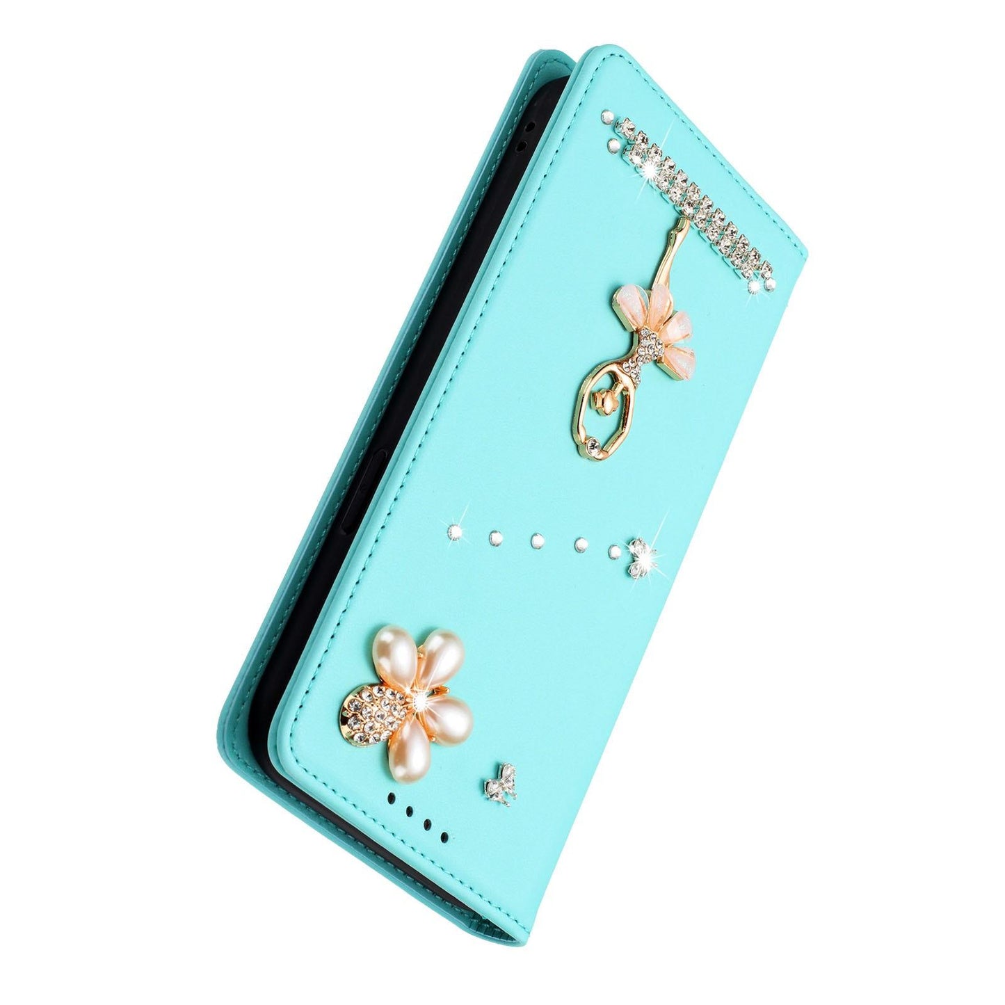 For Xiaomi Poco F8 Ultra / Redmi K90 Pro Max Ballet Girl Diamond Studded RFID Vegan Leather Phone Case(Mint Green)