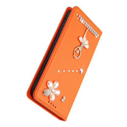 For Xiaomi Poco F8 Ultra / Redmi K90 Pro Max Ballet Girl Diamond Studded RFID Vegan Leather Phone Case(Orange)
