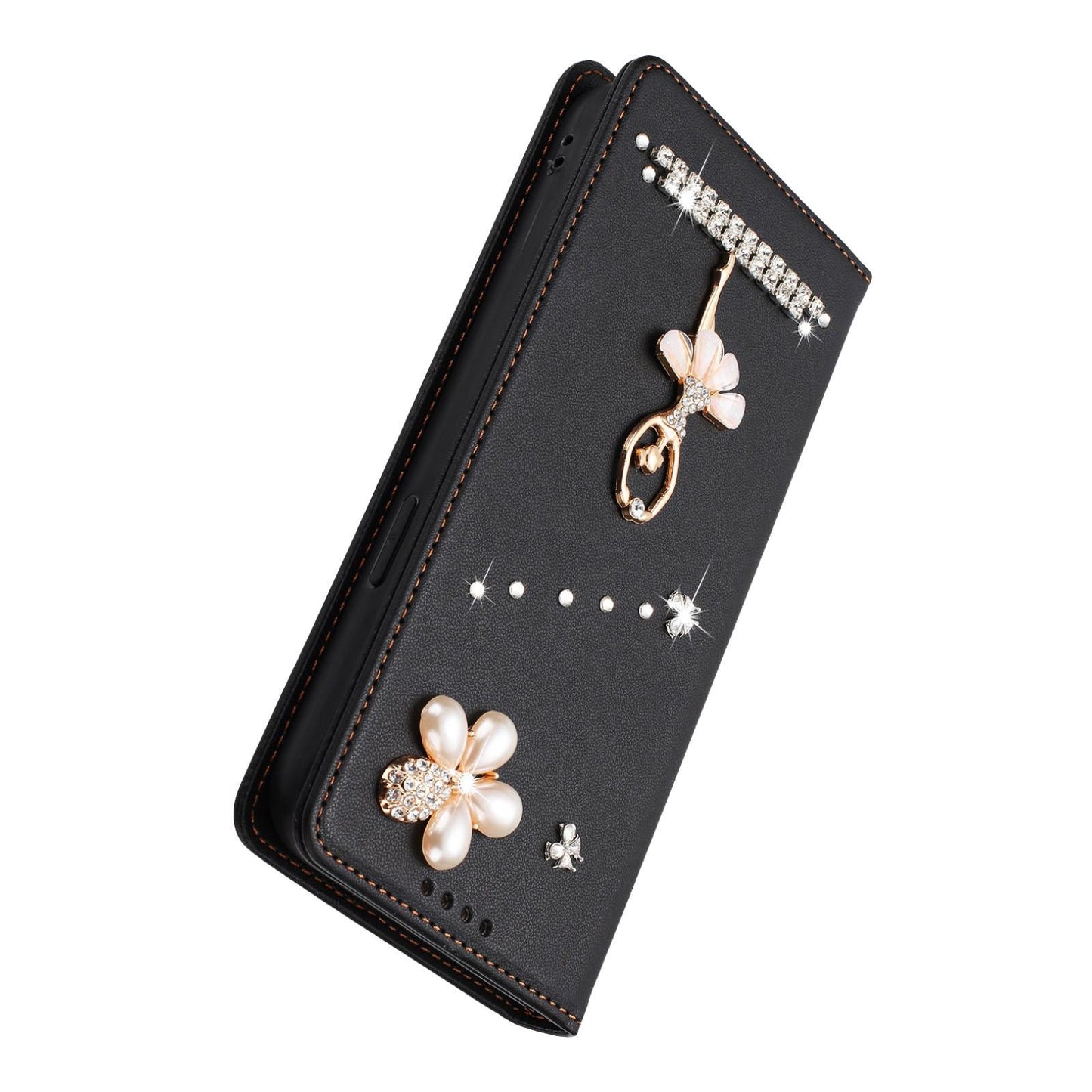 For Xiaomi Poco F8 Ultra / Redmi K90 Pro Max Ballet Girl Diamond Studded RFID Vegan Leather Phone Case(Black)