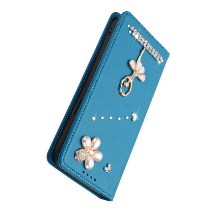 For Xiaomi Poco F8 Ultra / Redmi K90 Pro Max Ballet Girl Diamond Studded RFID Vegan Leather Phone Case(Lake Blue)