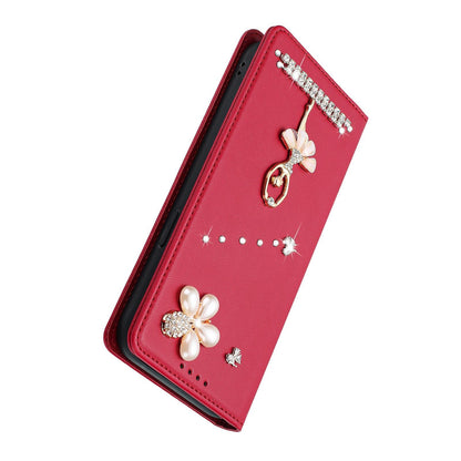 For Xiaomi Poco F8 Ultra / Redmi K90 Pro Max Ballet Girl Diamond Studded RFID Vegan Leather Phone Case(Wine Red)