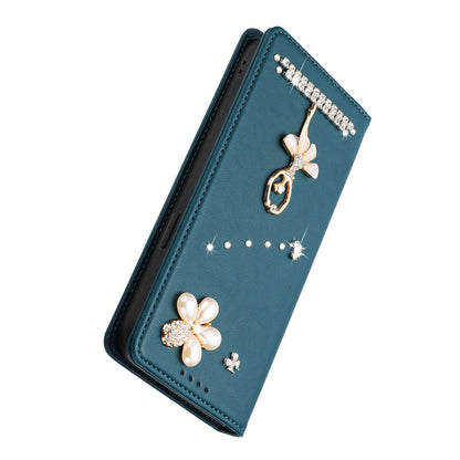 For Xiaomi Poco F8 Ultra / Redmi K90 Pro Max Ballet Girl Diamond Studded RFID Vegan Leather Phone Case(Peacock Green)