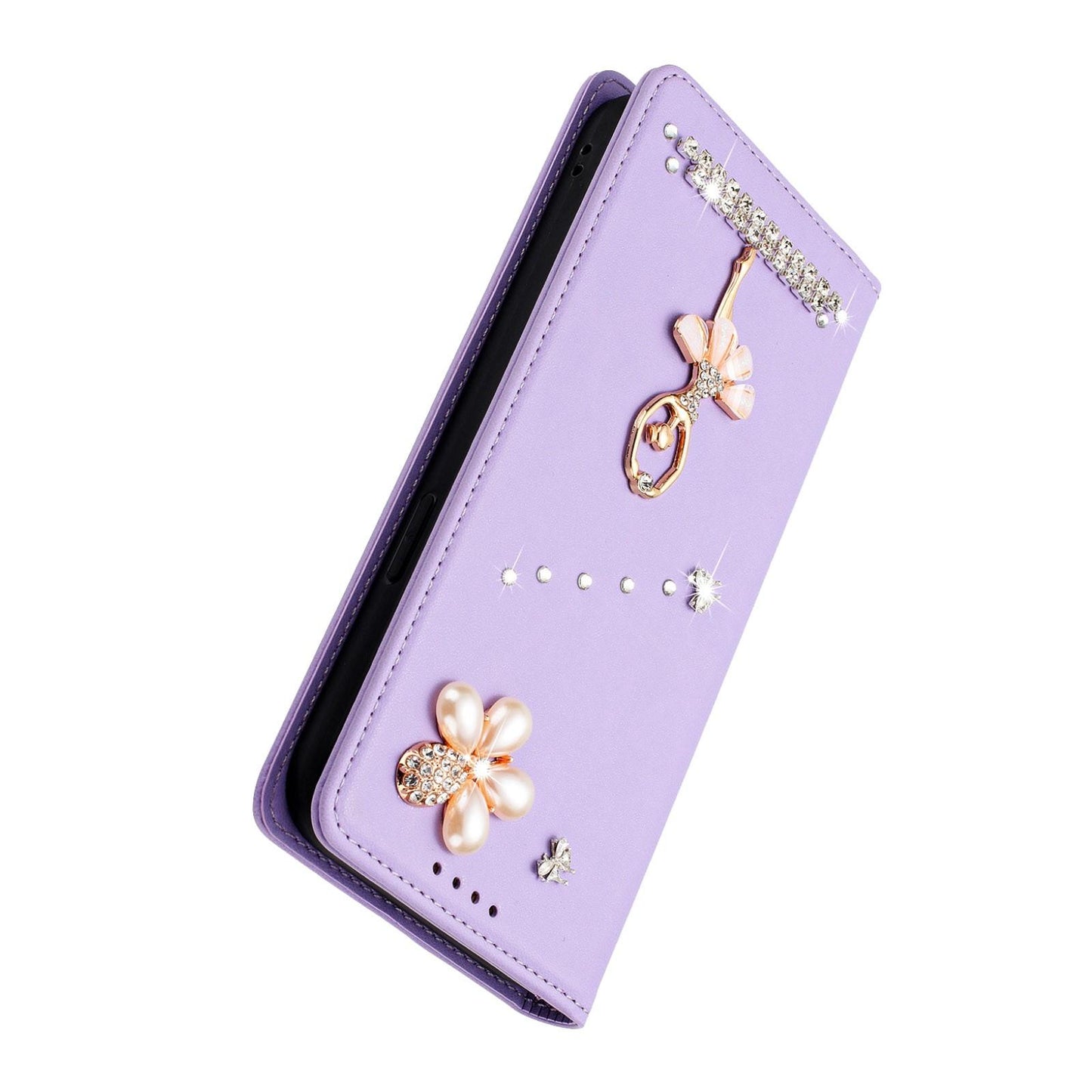 For Xiaomi Poco F8 Ultra / Redmi K90 Pro Max Ballet Girl Diamond Studded RFID Vegan Leather Phone Case(Light Purple)