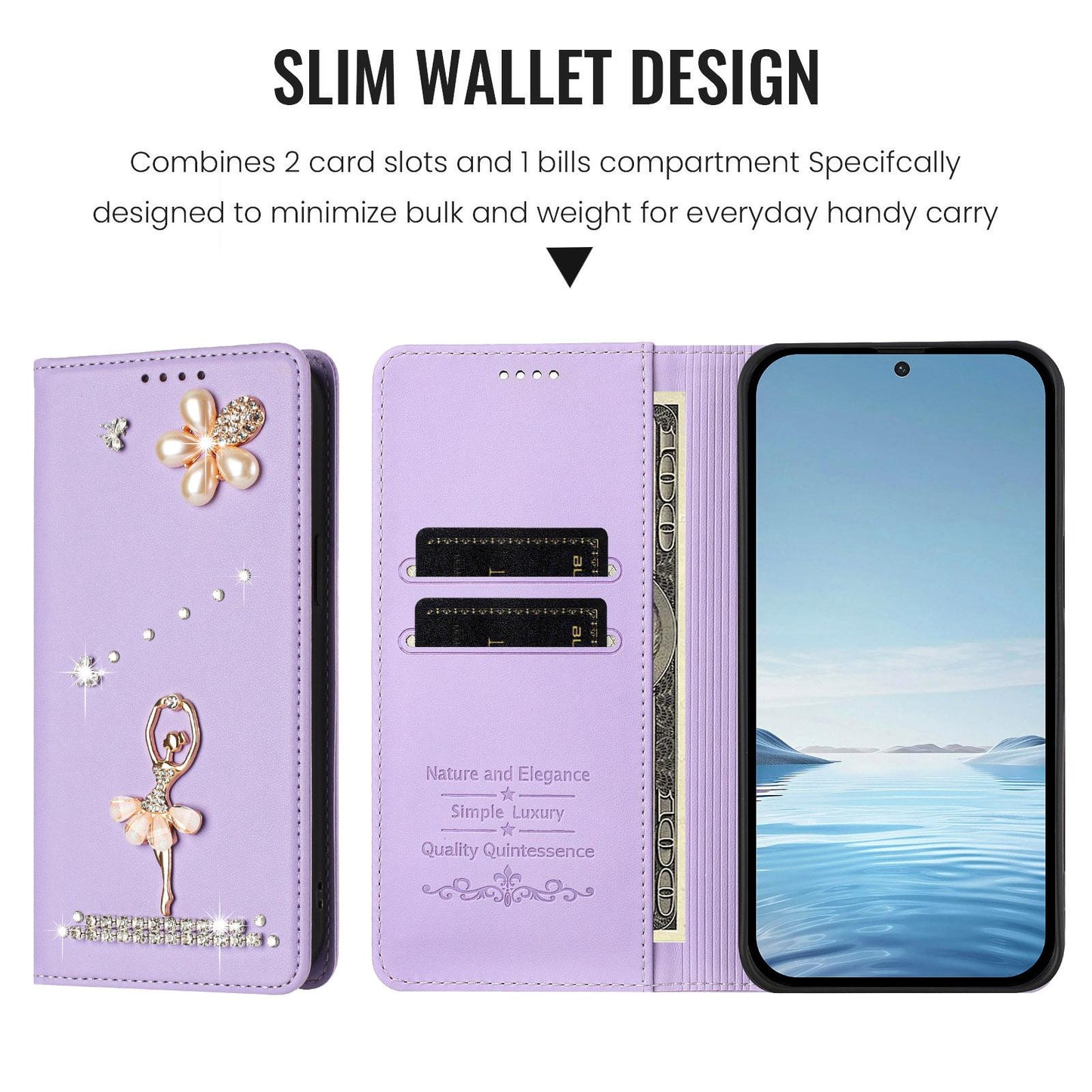 For Xiaomi Poco F8 Ultra / Redmi K90 Pro Max Ballet Girl Diamond Studded RFID Vegan Leather Phone Case(Light Purple)