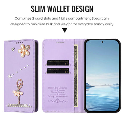 For Xiaomi Poco F8 Ultra / Redmi K90 Pro Max Ballet Girl Diamond Studded RFID Vegan Leather Phone Case(Light Purple)