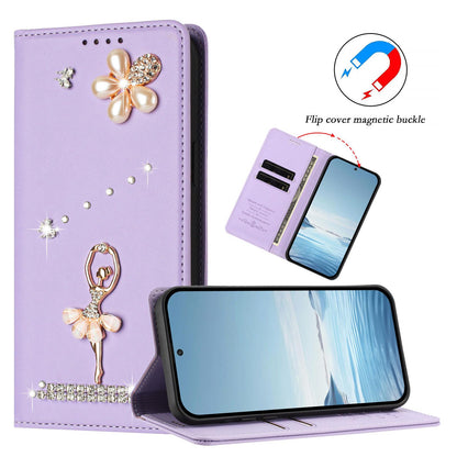 For Xiaomi Poco F8 Ultra / Redmi K90 Pro Max Ballet Girl Diamond Studded RFID Vegan Leather Phone Case(Light Purple)