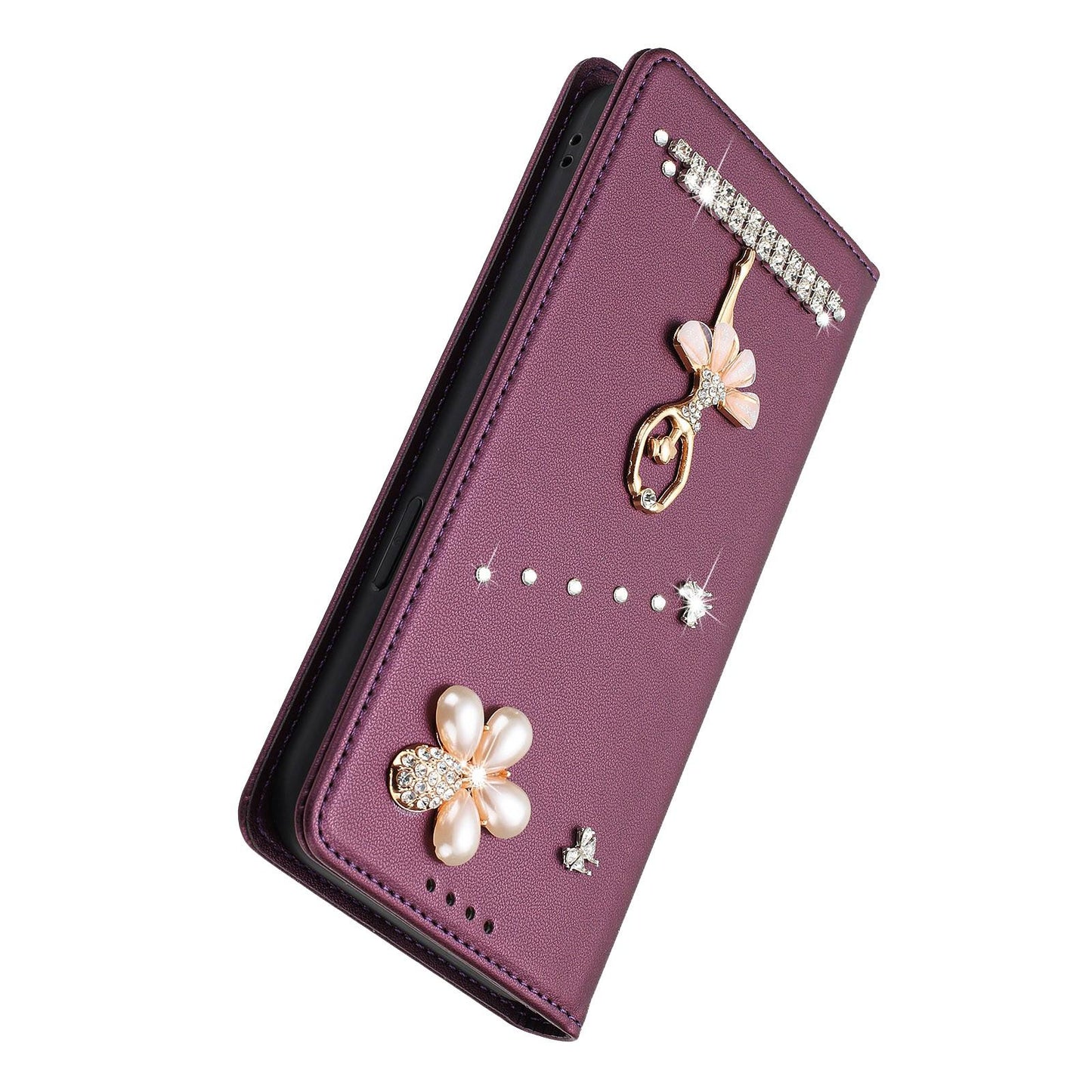 For Xiaomi Poco F8 Ultra / Redmi K90 Pro Max Ballet Girl Diamond Studded RFID Vegan Leather Phone Case(Violet)