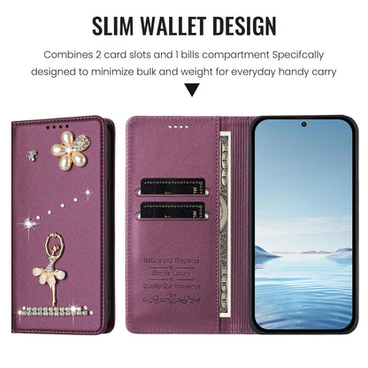 For Xiaomi Poco F8 Ultra / Redmi K90 Pro Max Ballet Girl Diamond Studded RFID Vegan Leather Phone Case(Violet)