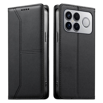 For Redmi K90 Pro Max / Poco F8 Ultra 5G Stitched Line Magnetic RFID Vegan Leather Phone Case(Black)