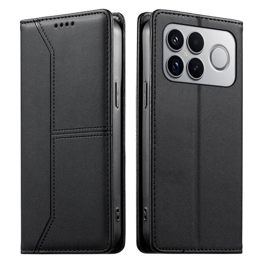 For Redmi K90 Pro Max / Poco F8 Ultra 5G Stitched Line Magnetic RFID Vegan Leather Phone Case(Black)