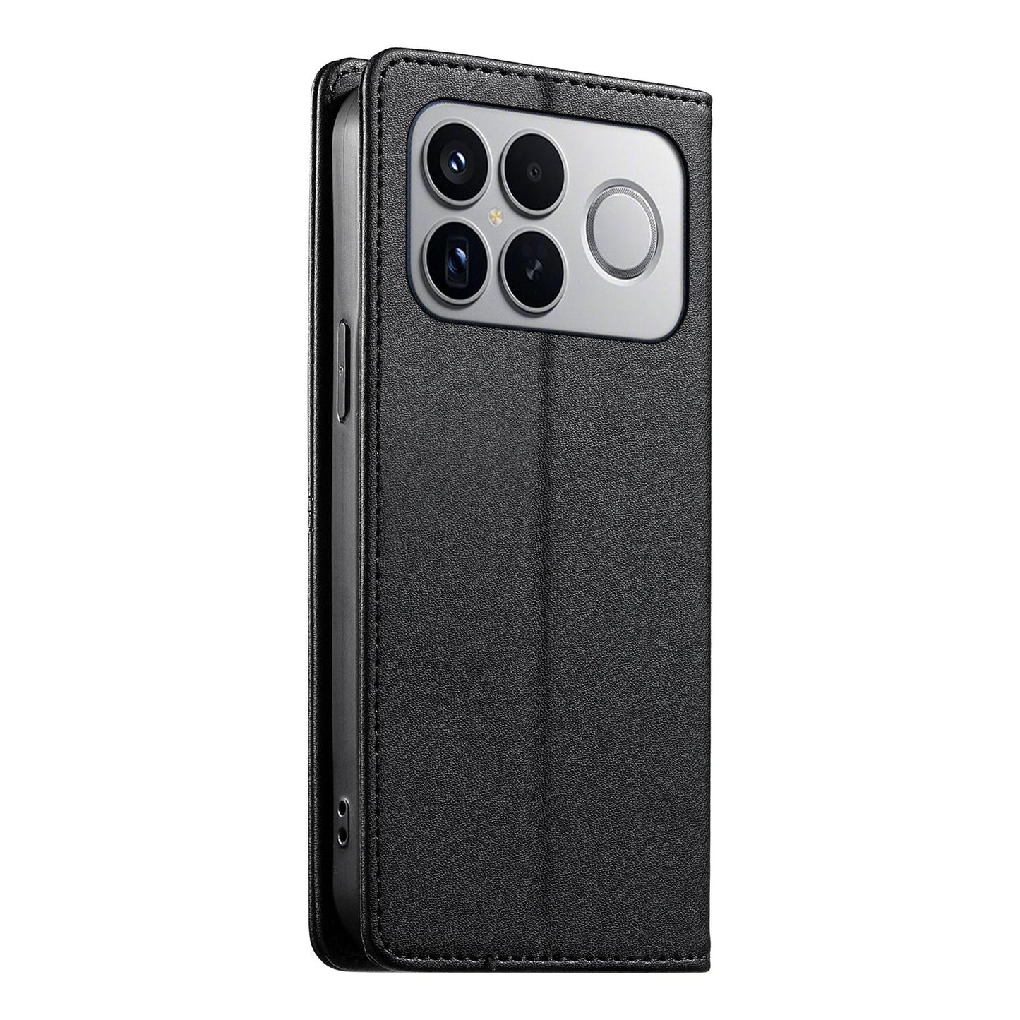 For Redmi K90 Pro Max / Poco F8 Ultra 5G Stitched Line Magnetic RFID Vegan Leather Phone Case(Black)