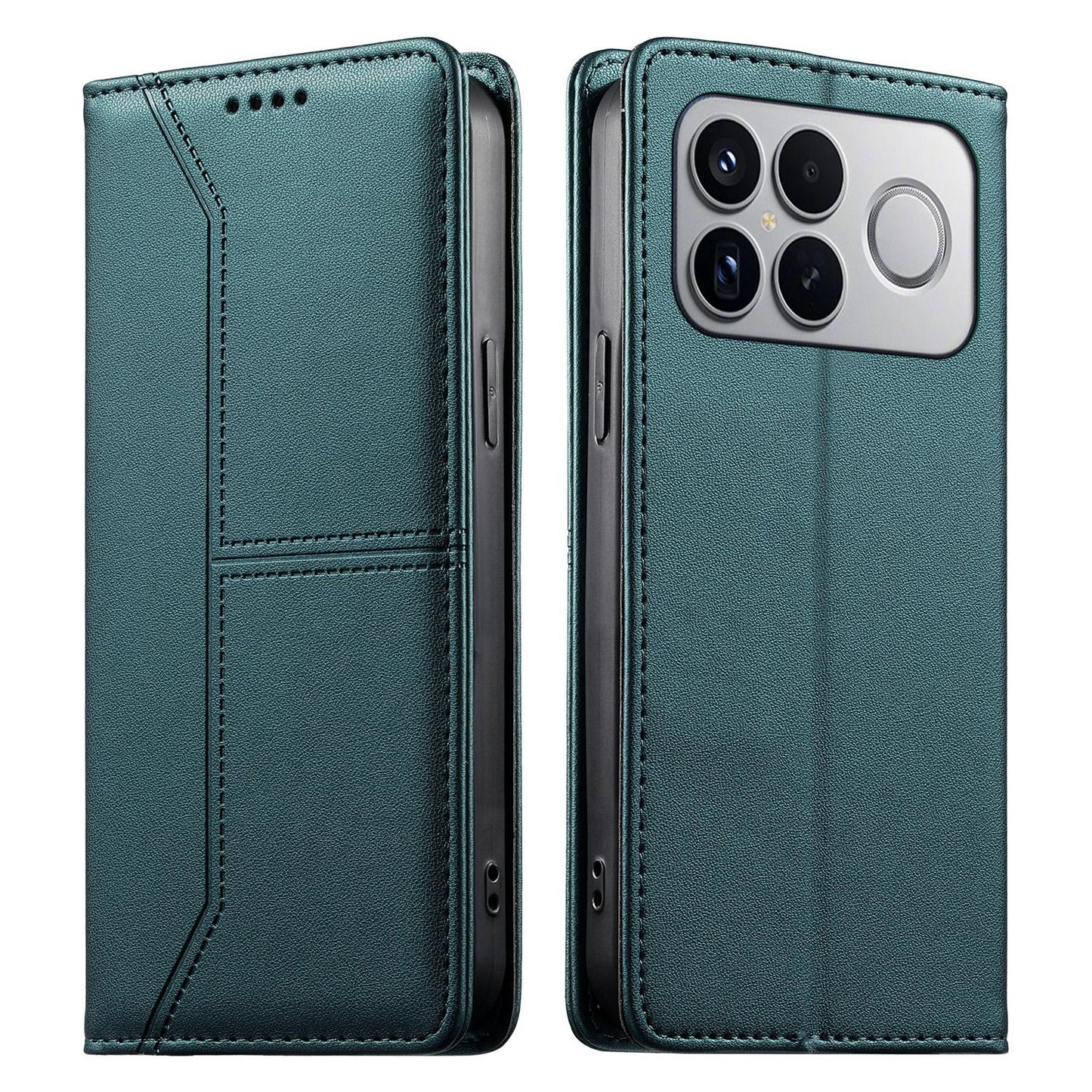 For Redmi K90 Pro Max / Poco F8 Ultra 5G Stitched Line Magnetic RFID Vegan Leather Phone Case(Green)