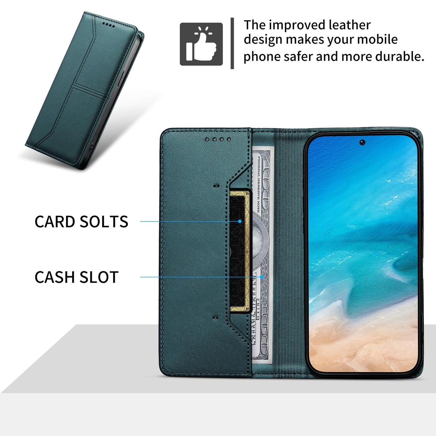 For Redmi K90 Pro Max / Poco F8 Ultra 5G Stitched Line Magnetic RFID Vegan Leather Phone Case(Green)