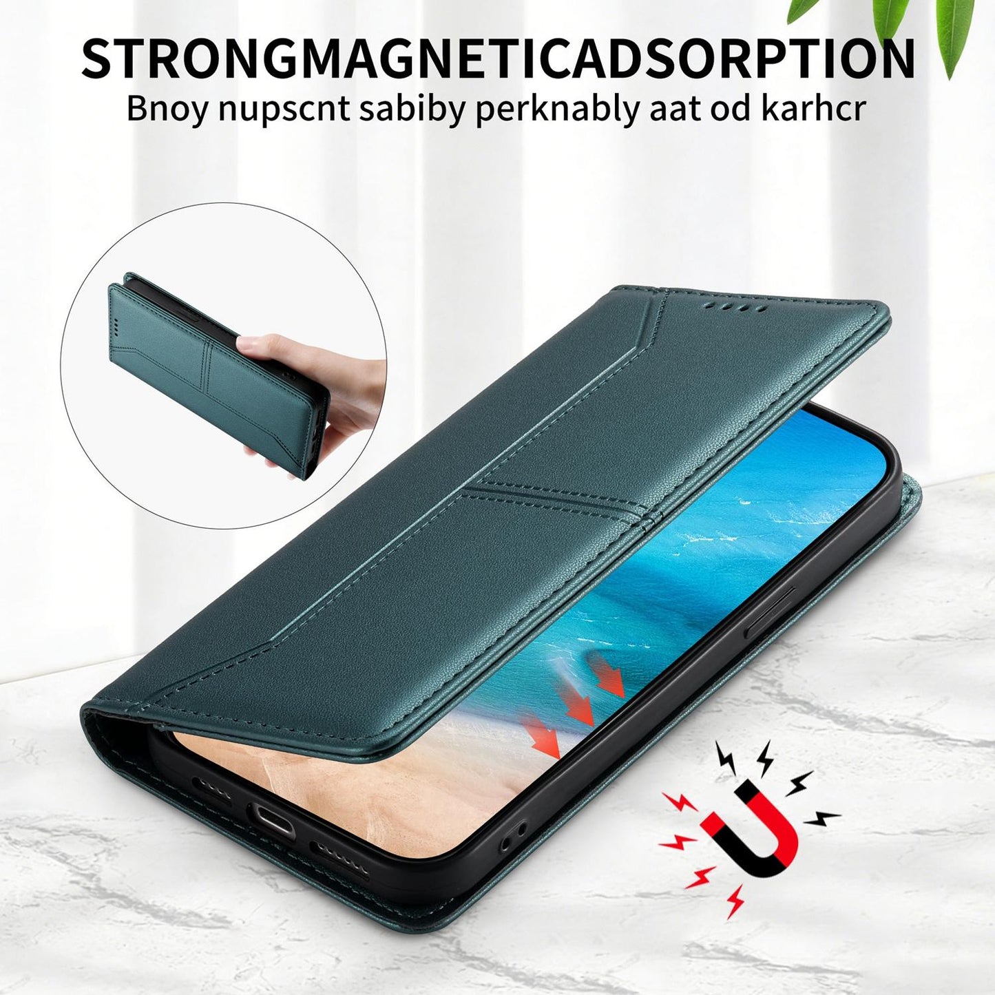 For Redmi K90 Pro Max / Poco F8 Ultra 5G Stitched Line Magnetic RFID Vegan Leather Phone Case(Green)