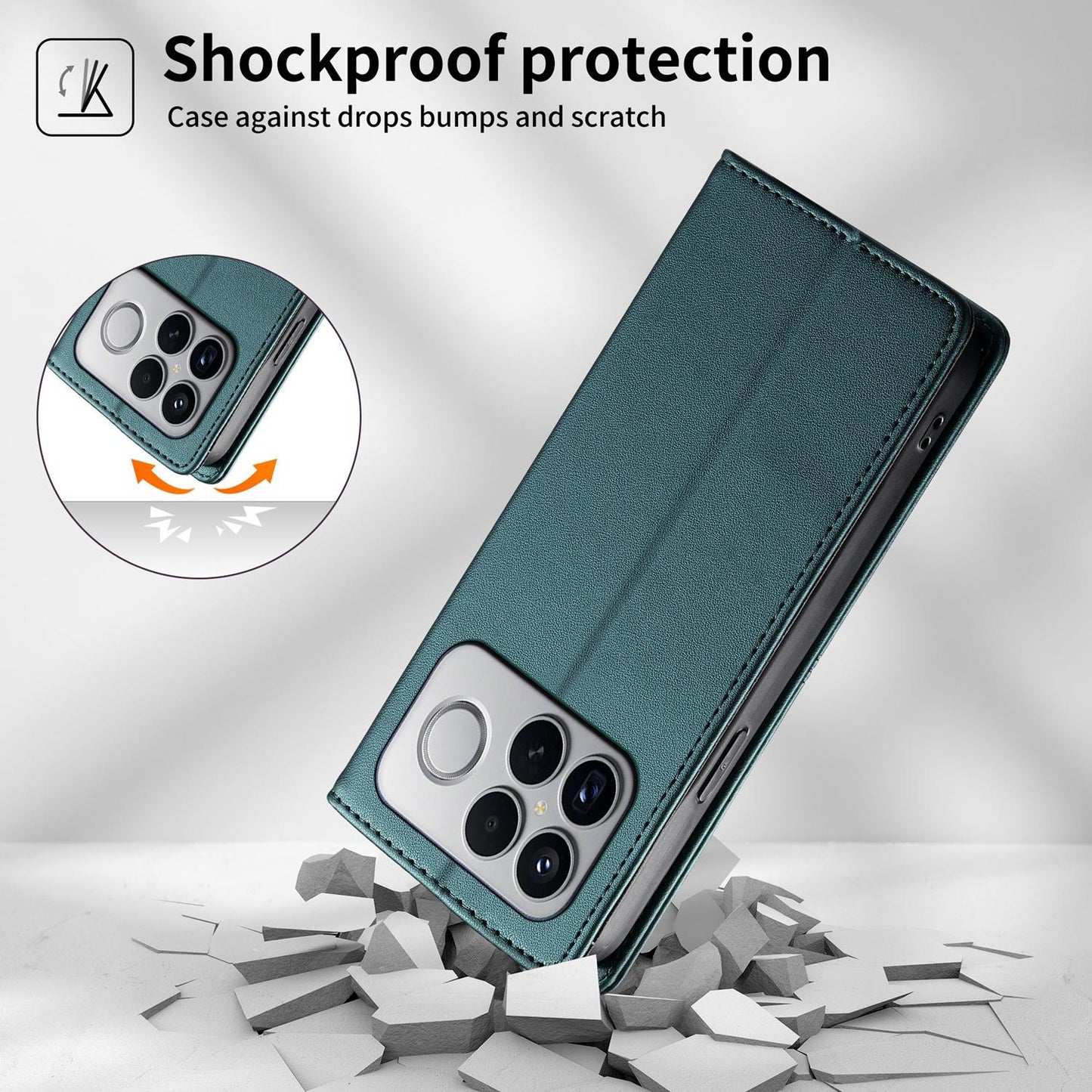 For Redmi K90 Pro Max / Poco F8 Ultra 5G Stitched Line Magnetic RFID Vegan Leather Phone Case(Green)