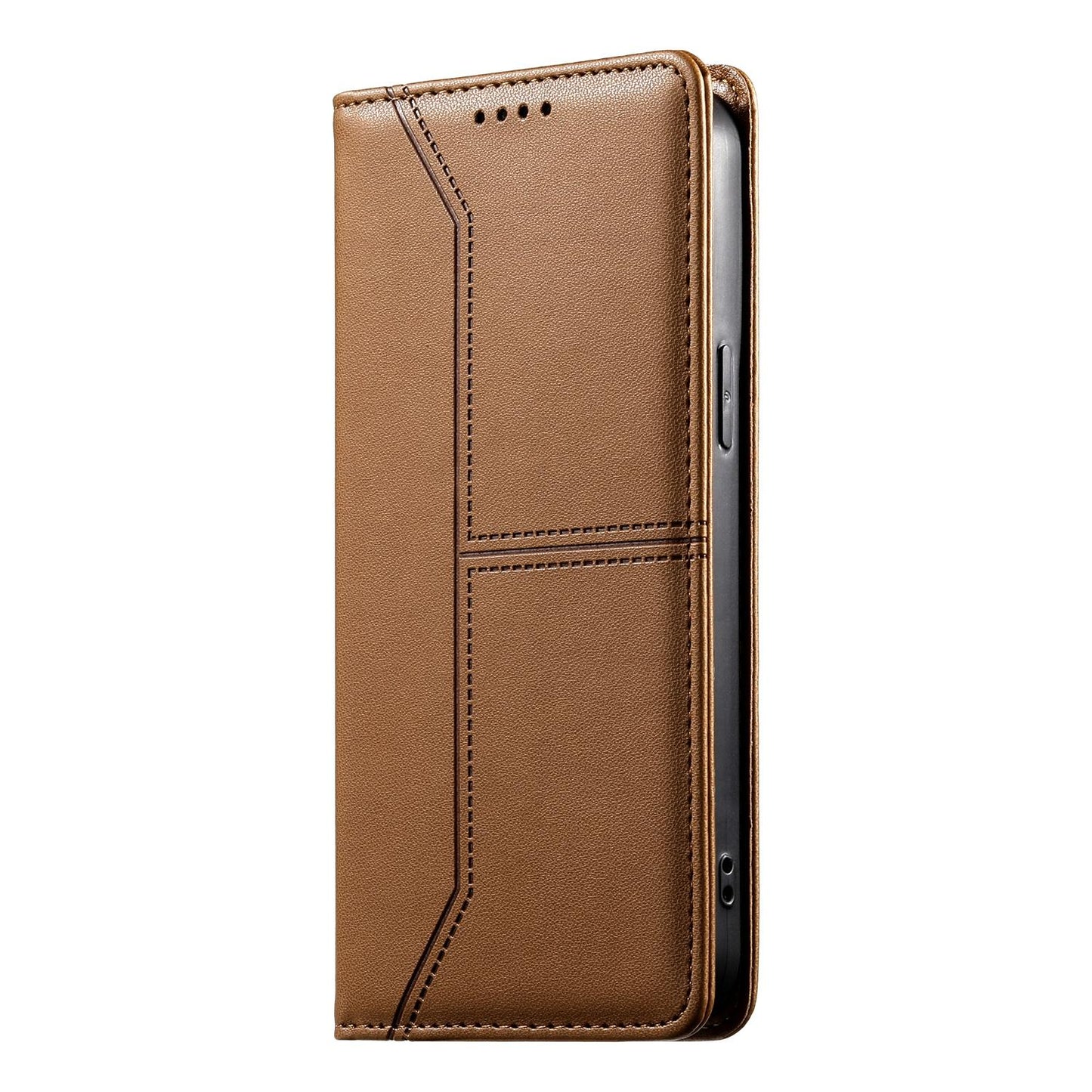 For Redmi K90 Pro Max / Poco F8 Ultra 5G Stitched Line Magnetic RFID Vegan Leather Phone Case(Brown)