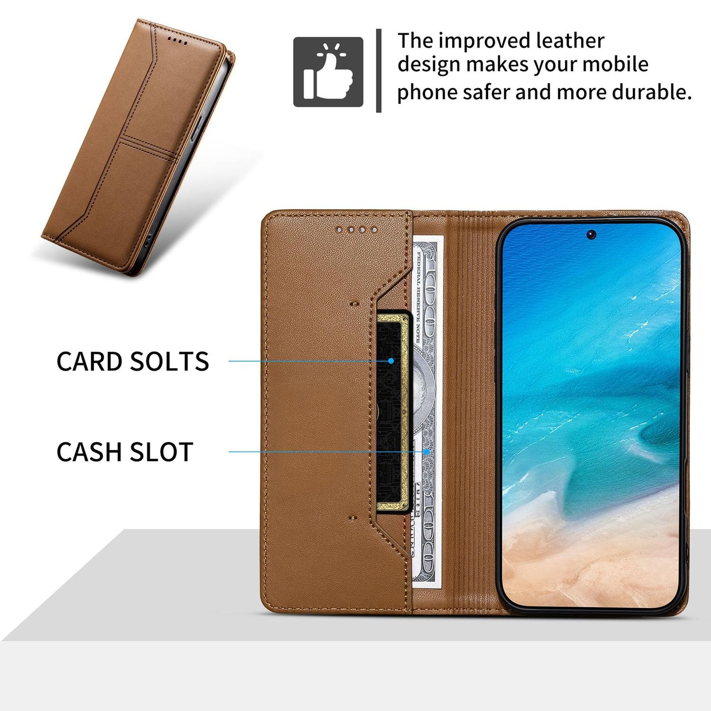 For Redmi K90 Pro Max / Poco F8 Ultra 5G Stitched Line Magnetic RFID Vegan Leather Phone Case(Brown)