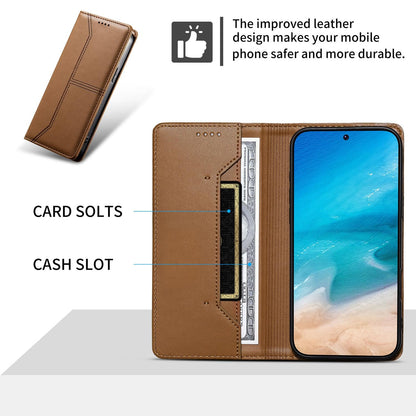 For Redmi K90 Pro Max / Poco F8 Ultra 5G Stitched Line Magnetic RFID Vegan Leather Phone Case(Brown)