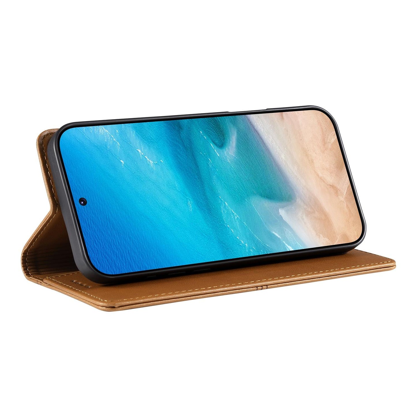 For Redmi K90 Pro Max / Poco F8 Ultra 5G Stitched Line Magnetic RFID Vegan Leather Phone Case(Brown)
