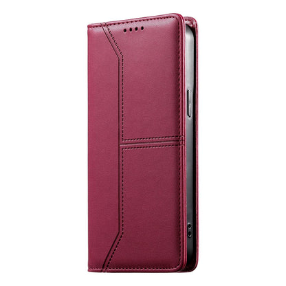 For Redmi K90 Pro Max / Poco F8 Ultra 5G Stitched Line Magnetic RFID Vegan Leather Phone Case(Wine Red)