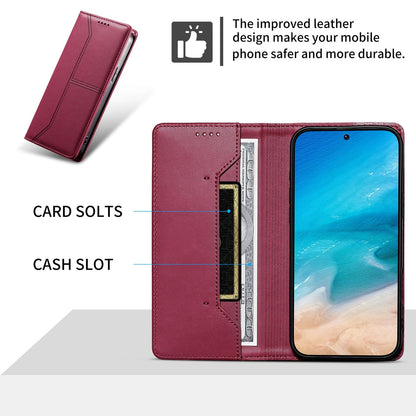 For Redmi K90 Pro Max / Poco F8 Ultra 5G Stitched Line Magnetic RFID Vegan Leather Phone Case(Wine Red)