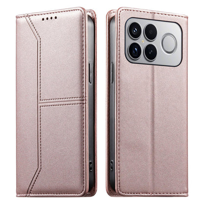 For Redmi K90 Pro Max / Poco F8 Ultra 5G Stitched Line Magnetic RFID Vegan Leather Phone Case(Pink)