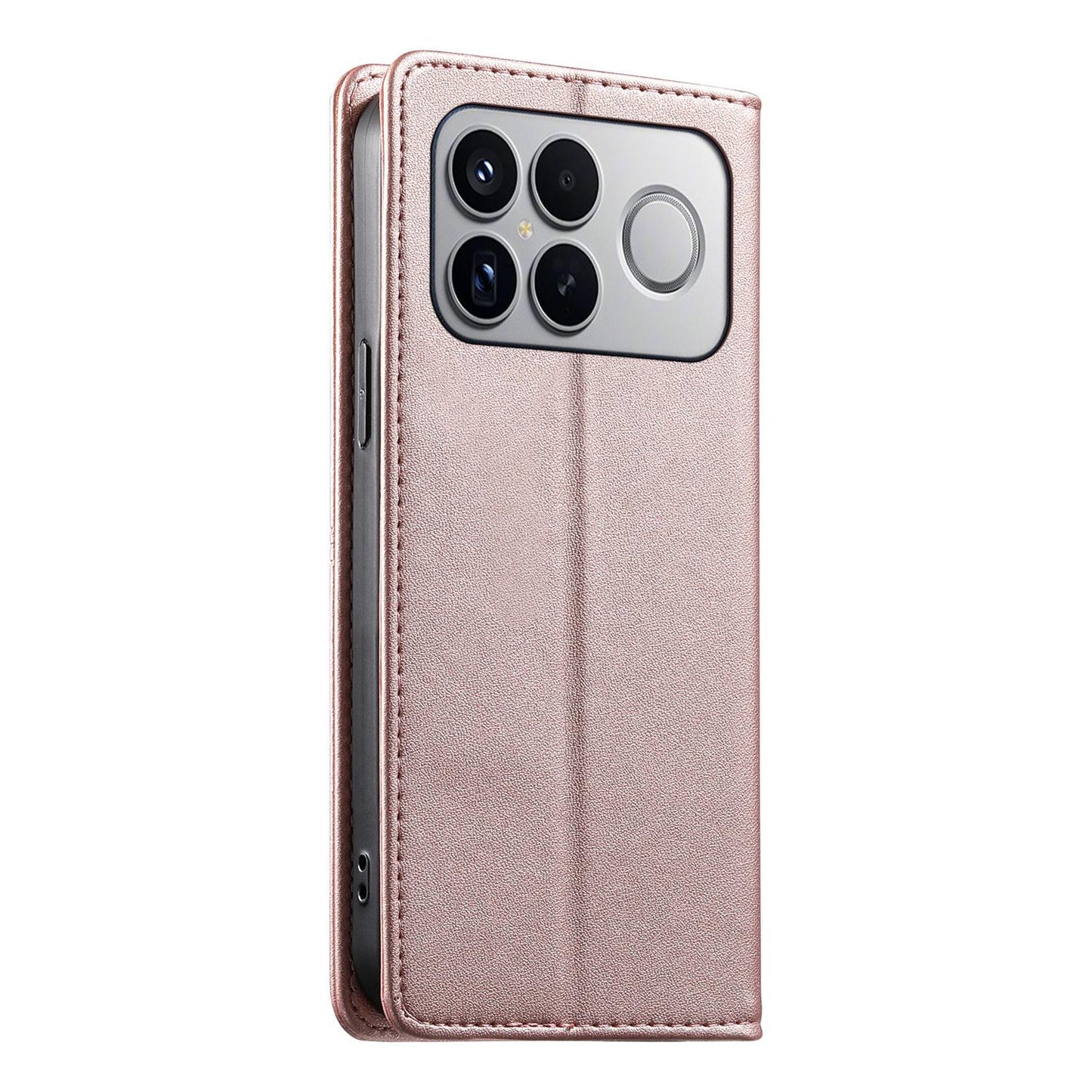 For Redmi K90 Pro Max / Poco F8 Ultra 5G Stitched Line Magnetic RFID Vegan Leather Phone Case(Pink)