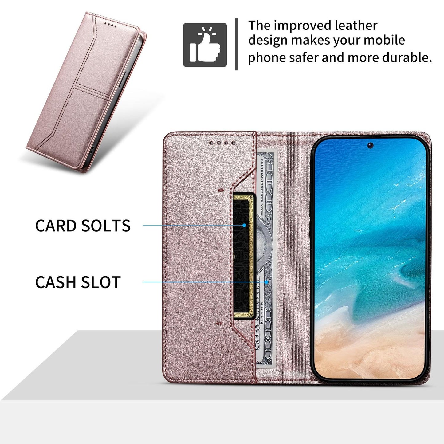 For Redmi K90 Pro Max / Poco F8 Ultra 5G Stitched Line Magnetic RFID Vegan Leather Phone Case(Pink)