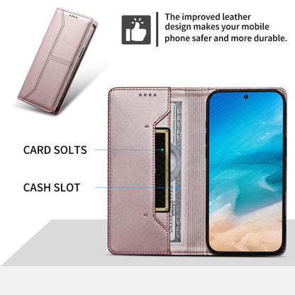 For Redmi K90 Pro Max / Poco F8 Ultra 5G Stitched Line Magnetic RFID Vegan Leather Phone Case(Pink)