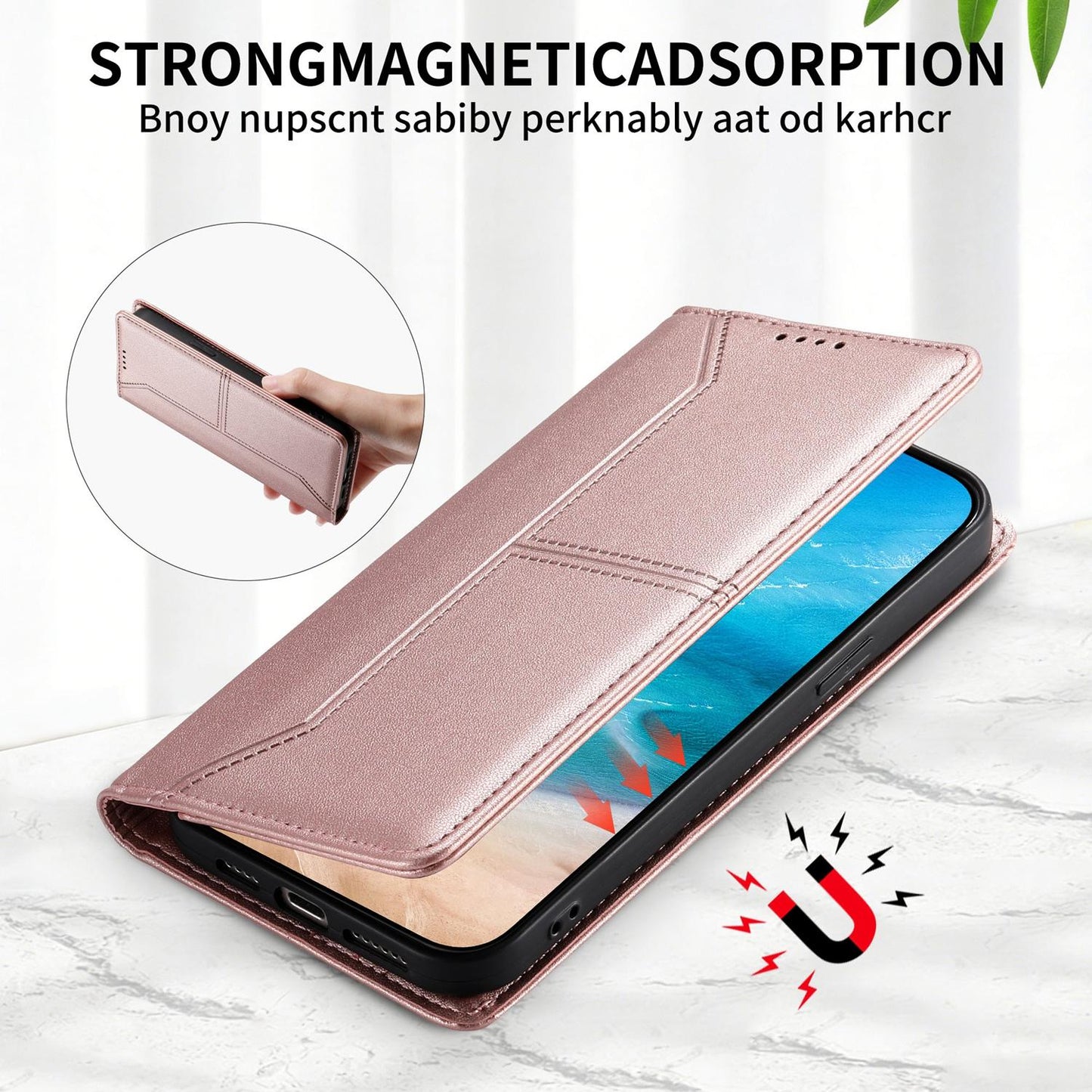 For Redmi K90 Pro Max / Poco F8 Ultra 5G Stitched Line Magnetic RFID Vegan Leather Phone Case(Pink)