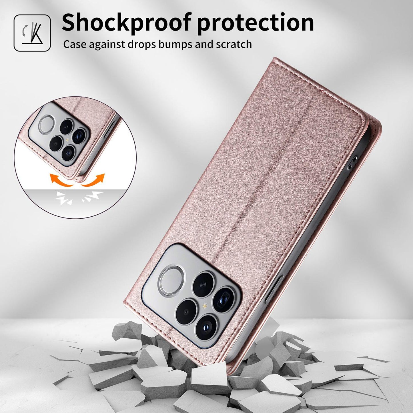For Redmi K90 Pro Max / Poco F8 Ultra 5G Stitched Line Magnetic RFID Vegan Leather Phone Case(Pink)