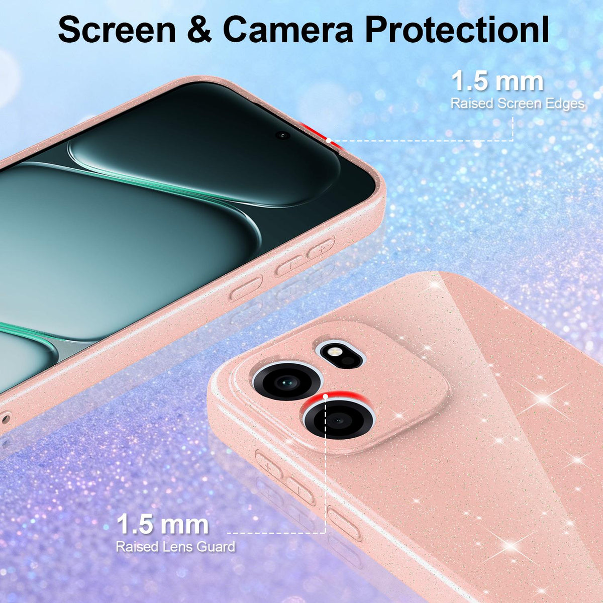 For OnePlus Nord CE6 5G Fine Hole Glossy Glitter Magnetic TPU Phone Case with Same Color Hand Strap - Pink - EDA009089908A