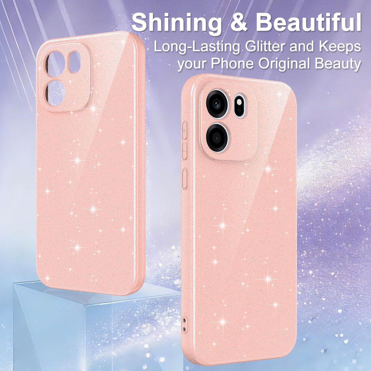 For OnePlus Nord CE6 5G Fine Hole Glossy Glitter Magnetic TPU Phone Case with Same Color Hand Strap - Pink - EDA009089908A