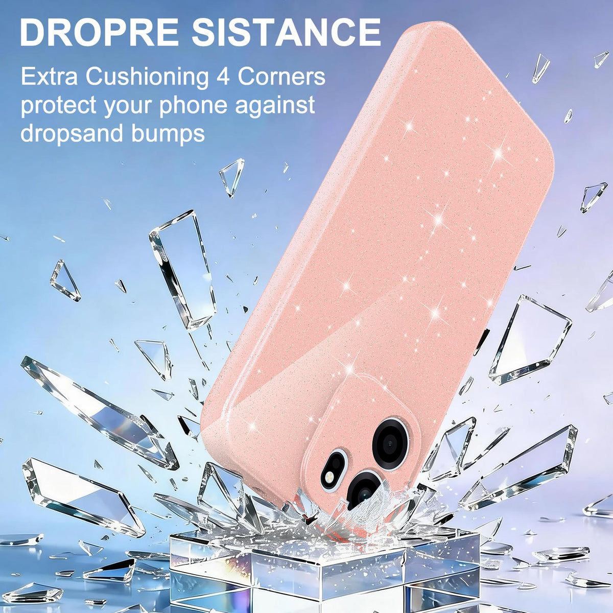 For OnePlus Nord CE6 5G Fine Hole Glossy Glitter Magnetic TPU Phone Case with Same Color Hand Strap - Pink - EDA009089908A