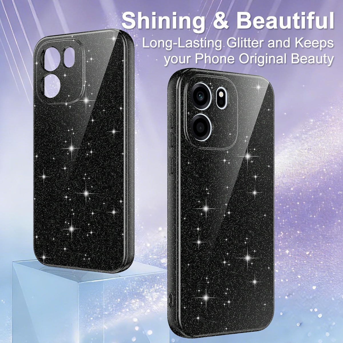 For OnePlus Nord CE6 5G Fine Hole Glossy Glitter Magnetic TPU Phone Case with Same Color Hand Strap - Black - EDA009089908B